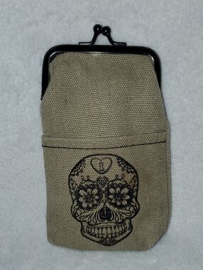 Canvas Sugar Skull Pouch - Coin, Cigarette